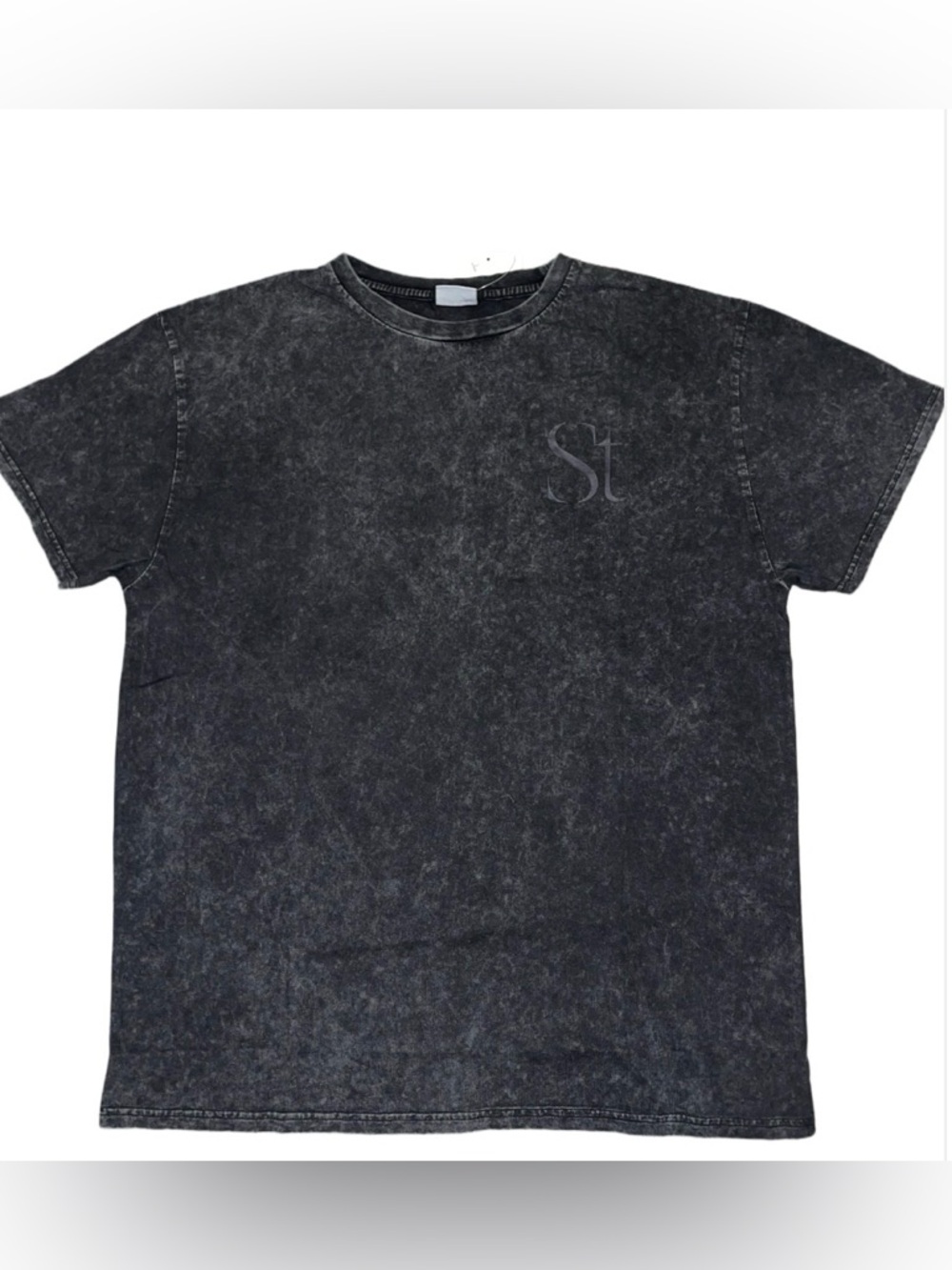 SEINT Black Logo Tee with Subtle Tonal Graphic